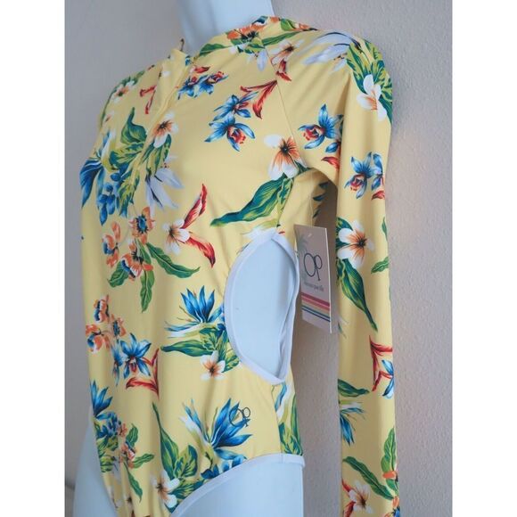 Ocean Pacific OPTR22209 Women's Sz M Tropicana Print Long Sleeve Swimsuit $100+ - Picture 9 of 10